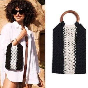 New Curateur Laude The Label GABBY Black and White Small Macrame Bag